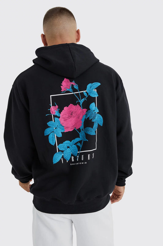 OVERSIZED VIRTUES HOODIE MET PRINT